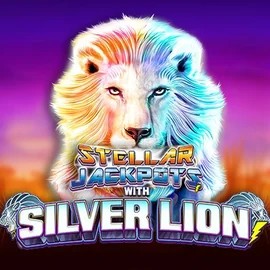 Logo of Stellar Jackpots with Silver Lion from Lightning Box Game at Seven Casino